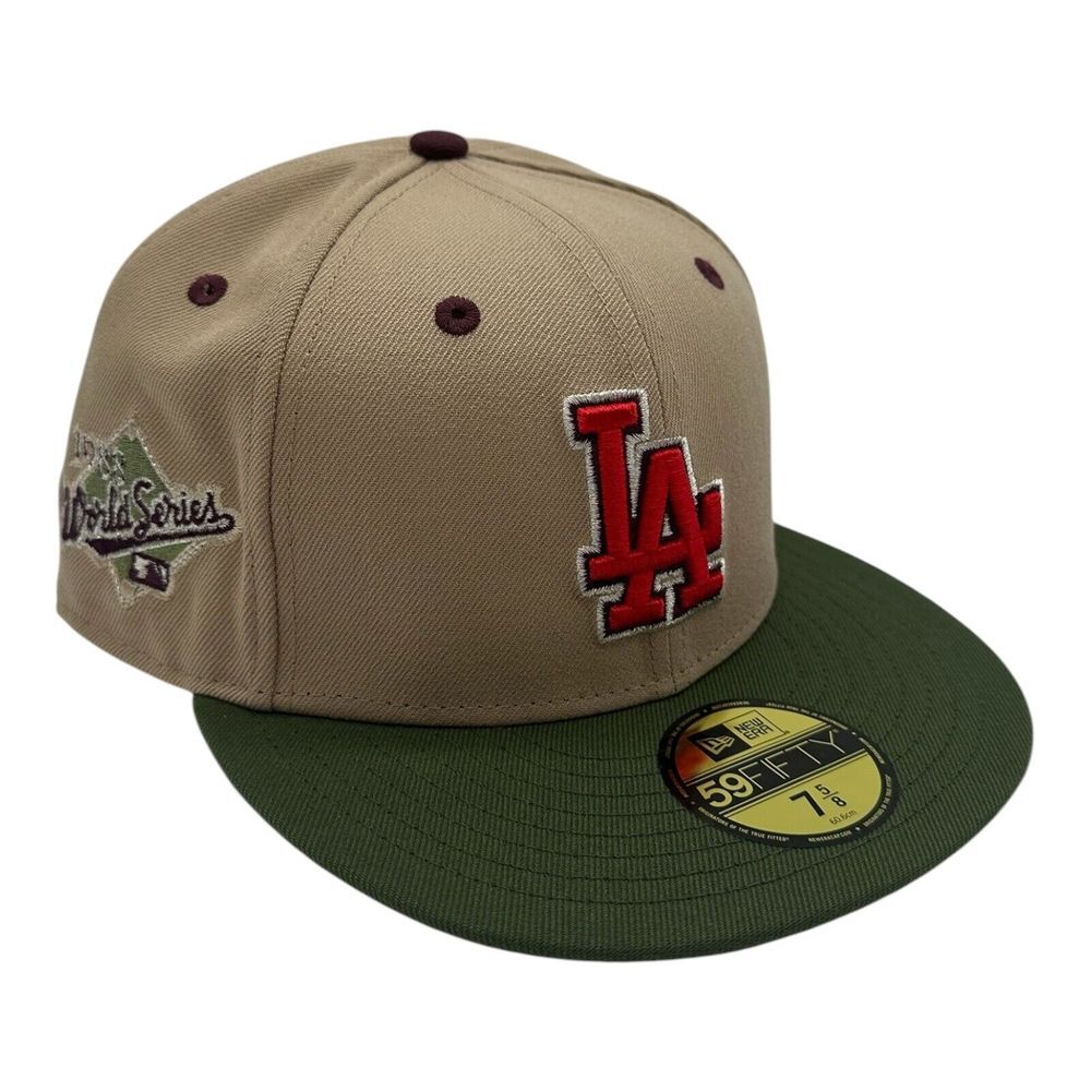 New Era 59Fifty Los Angeles Dodgers Hat Cap 7 5/8 Camel Green 1988 World Series